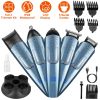 5-In-1 MenàBeard Trimmer Cordless Hair Clipper Electric Waterproof Shaver Grooming Kit w/ LED Display for Nose Ear Facial Hair