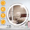 19Inch Large Round Vanity Makeup Mirror With LED Halo Light 3 Lighting Colors Dimmable Brightness Touch Control 360otation High-Definition Lighted