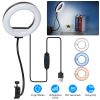 Clip On LED Ring Light USB Selfie Clamp Ring Light with 3 Color 10 Dimming Levels 360lexible Gooseneck for Live Stream Video Conference