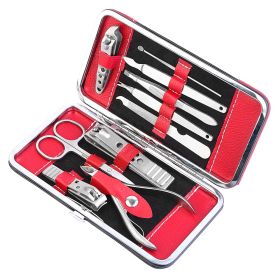 10Pcs Pedicure / Manicure Set Nail Clippers Stainless Steel Cuticle Remover Travel Case