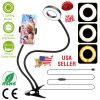 Selfie Ring Light w/ Phone Holder Clamp 24LEDS Rotatable Stream Makeup Fill Light Dimmable Ring Lamps 10 Level Brightness 3 Lighting Modes