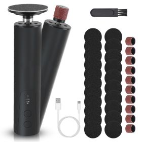Electric Foot Callus Remover 2 in 1 Rechargeable Foot File Nail Grinder Dead Skin Pedicure Tool Machine with 2 Grinding Heads Total 30Pcs Replaceable