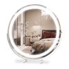 19Inch Large Round Vanity Makeup Mirror With LED Halo Light 3 Lighting Colors Dimmable Brightness Touch Control 360otation High-Definition Lighted