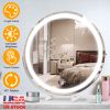 19Inch Large Round Vanity Makeup Mirror With LED Halo Light 3 Lighting Colors Dimmable Brightness Touch Control 360otation High-Definition Lighted