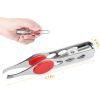 LED Eyebrow Tweezer Stainless Steel Make Up Tweezer w/ LED Light Rubber Finger Pads For Eyebrow Eyelash Hair Removal