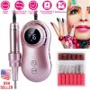 35000RPM Electric Nail Drill Machine Portable Nail File Polish Machine for Acrylic Gel Nails Manicure with 6Pcs Nail Drill Bits Sanding Bands