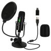 USB Condenser Microphone Set Professional Cardioid Studio Mic w/ Pop Filter Type-C Adapter for Computer Phone Recording Streaming Gaming