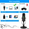 USB Condenser Microphone Set Professional Cardioid Studio Mic w/ Pop Filter Type-C Adapter for Computer Phone Recording Streaming Gaming