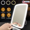 5.98x8.62in Lighted Makeup Mirror Vanity Desk Mirror Small LED Mirror with 3 Light Colors Touch Screen Brightness Adjustable USB Rechargeable