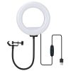 Clip On LED Ring Light USB Selfie Clamp Ring Light with 3 Color 10 Dimming Levels 360lexible Gooseneck for Live Stream Video Conference