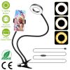 Selfie Ring Light w/ Phone Holder Clamp 24LEDS Rotatable Stream Makeup Fill Light Dimmable Ring Lamps 10 Level Brightness 3 Lighting Modes