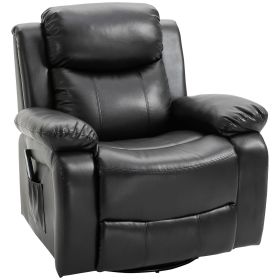 HOMCOM PU Leather Massage Recliner Chair, Swivel Massage Recliner with Remote Control, Footrest, Padded Seat for Living Room, Bedroom, Black