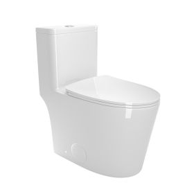 1.1/1.6 GPF Elongated Comfort Height Floor Mounted One-Piece Toilet , CUPC Certified, WaterSense Cetified, Ceramic, White Color, Soft Close Seat