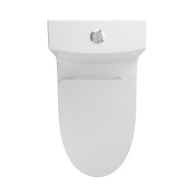 1.1/1.6 GPF Elongated Comfort Height Floor Mounted One-Piece Toilet, CUPC Certified, WaterSense Cetified, Ceramic, White Color, Soft Close Seat T