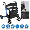 Aluminum Rollator Walker with Seat Backrest Foldable Rolling Walker with 220LBS Max Load 31-36in Adjustable Height 8in Wheels for Seniors Adult Mobili