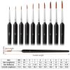 10Pcs Miniature Detail Paint Brush Set Detail Liner Fine Micro Art Brush for Acrylic Oil Painting Nail Scale Model