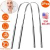2Pcs Tongue Scraper Cleaner Stainless Steel Dental Fresh Breath Cleaning Oral Tongue Care Tool