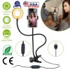 Selfie Ring Light w/ Phone Holder Clamp 24LEDS Rotatable Stream Makeup Fill Light Dimmable Ring Lamps 10 Level Brightness 3 Lighting Modes