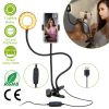 Selfie Ring Light w/ Phone Holder Clamp 24LEDS Rotatable Stream Makeup Fill Light Dimmable Ring Lamps 10 Level Brightness 3 Lighting Modes