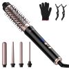 5 in 1 Curling Wand Hair Curling Iron Brush Anti-Tangle Hair(ermal Brush Curler with 4 Heating Levels 360otatable Cable 5 Interchangeable Barrels