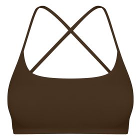 Women Cross Back Sport Bras Padded Strappyòop Open Back Low Impact Bras Sexy©tness!nk Tops with Removable Pads Thin Straps for Gym Yoga Workout (Option: BraBrownS)