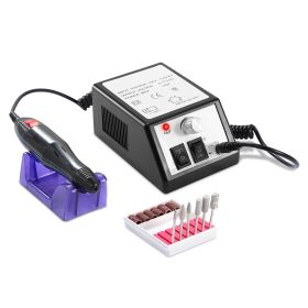 Professional Acrylic Nail Drill Machine 20000RPM Electric Handpiece w/6 Bits Cuticle Grinder Manicure Pedicure Polishing File Kit US UK Plug for Home (Option: ElectricNailDrillBLKUS)