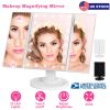 Makeup Mirror with Lights 22 LEDs Vanity with 3X/2X Magnification Touch Screen 180djustable Rotation Portable Trifold Mirror
