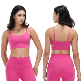 Women Strap Sport Bras Padded Strappyòop Square Neck Low Impact Bras Sexy©tness!nk Tops with Removable Pads Flat Straps for Gym Yoga Workout Run (Option: BraPinkM)