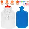 2L Hot Water Bottle w/ Plush Cover Classic Natural Rubber Hot Water Bag Feet Warmer¯r Pain Relief Hot Compress Heat Therapy Warm Neck Shoulders