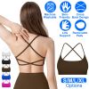 Women Cross Back Sport Bras Padded Strappyòop Open Back Low Impact Bras Sexy©tness!nk Tops with Removable Pads Thin Straps for Gym Yoga Workout