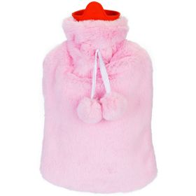 2L Hot Water Bottle w/ Plush Cover Classic Natural Rubber Hot Water Bag Feet Warmer¯r Pain Relief Hot Compress Heat Therapy Warm Neck Shoulders (Option: HotWaterBottlePink)