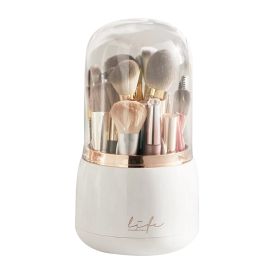 360otating Makeup Brush Holder with Lid Makeup Organizer for Vanity Dustproof Makeup Brush Container with 7 Compartments (Option: BrushHolderWhite)