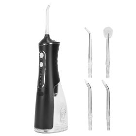 Portable Water Dental Flosser Cordless Rechargeable Dental Oral Irrigator IPX7 Waterproof Teeth Cleaner with 4 Modes 4 Nozzles 10.15oz Detachable Wate (Option: DentalFlosserBlack)
