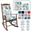 2Pcs Waterproof Rocking Chair Cushion Upper And Lower Back And Seat Sets with Non-Slip Ties Oxford Cloth Surface Polyester Filling Comfortable for Ind