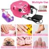 Acrylic Nail Drill Machine 25000RPM Electric Handpiece Glazing w/6 Bits Cuticle Grinder Manicure Pedicure Polishing File Kit for Nail Art