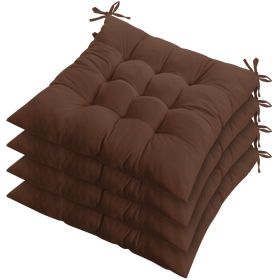 4Pcs Chair Cushion Pads Pillow 17.72x17.72x2.37in Soft Tie On Square Sitting Mats For Home Office Car Sitting Travel (Option: ChairPadProBrown)