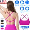 Women Cross Back Sport Bras Padded Strappyòop Open Back Low Impact Bras Sexy©tness!nk Tops with Removable Pads Thin Straps for Gym Yoga Workout