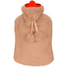 2L Hot Water Bottle w/ Plush Cover Classic Natural Rubber Hot Water Bag Feet Warmer¯r Pain Relief Hot Compress Heat Therapy Warm Neck Shoulders (Option: HotWaterBottleBrown)
