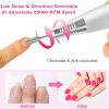 Acrylic Nail Drill Machine 25000RPM Electric Handpiece Glazing w/6 Bits Cuticle Grinder Manicure Pedicure Polishing File Kit for Nail Art