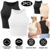 Women Sleeveless Cropped Tank Top High Neck Crop Racer Back Workout Top Machine Washable Summer S M L XL 2XL