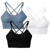 3Packs Women Cross Back Sport Bras Padded Strappyedium Support Bras Sexy©tness!nk Tops with Removable Pads for Gym Yoga Workout Running