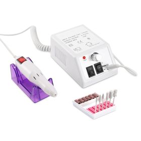 Professional Acrylic Nail Drill Machine 20000RPM Electric Handpiece w/6 Bits Cuticle Grinder Manicure Pedicure Polishing File Kit US UK Plug for Home (Option: ElectricNailDrillWHTUK)