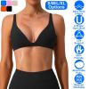 Women Deep V-Neck Sports Bras U-Shaped Back Sport Bras Padded Strappyòop Open Back Low Impact Bras Sexy©tness!nk Tops with Removable Pads for Gy