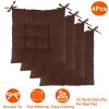 4Pcs Chair Cushion Pads Pillow 15.75x15.75x2.37in Soft Tie On Square Sitting Mats For Home Office Car Sitting Travel