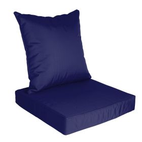 Outdoor Seat Cushion Set Waterproof Patio Furniture Cushion and Back Pillow Fade Resistant Deep Seatåt Chair Pad with Removable Cover for Chair Sofa (Option: SeatCushionDarkBlue)