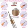Acrylic Nail Drill Machine 25000RPM Electric Handpiece Glazing w/6 Bits Cuticle Grinder Manicure Pedicure Polishing File Kit for Nail Art