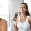 Portable Water Dental Flosser Cordless Rechargeable Dental Oral Irrigator IPX7 Waterproof Teeth Cleaner with 5 Modes 5 Nozzles 10.14oz Detachable Wate
