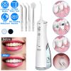 Portable Water Dental Flosser Cordless Rechargeable Dental Oral Irrigator IPX7 Waterproof Teeth Cleaner with 4 Modes 4 Nozzles 10.15oz Detachable Wate