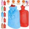 2L Hot Water Bottle w/ Plush Cover Classic Natural Rubber Hot Water Bag Feet Warmer¯r Pain Relief Hot Compress Heat Therapy Warm Neck Shoulders
