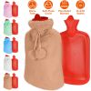 2L Hot Water Bottle w/ Plush Cover Classic Natural Rubber Hot Water Bag Feet Warmer¯r Pain Relief Hot Compress Heat Therapy Warm Neck Shoulders